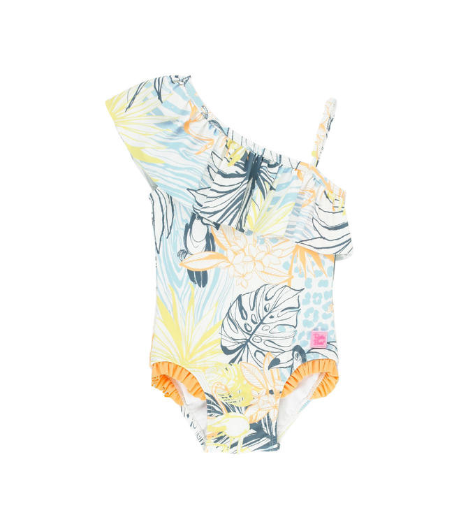 Rufflebutts Birds of Paradise One Shoulder Ruffle One Piece
