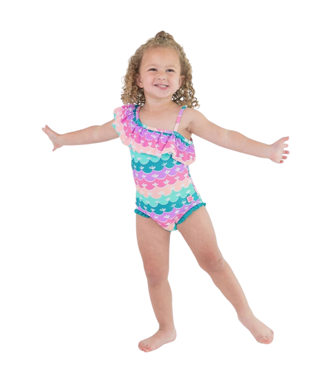 Rufflebutts Mermaid One Shoulder Ruffle One Piece