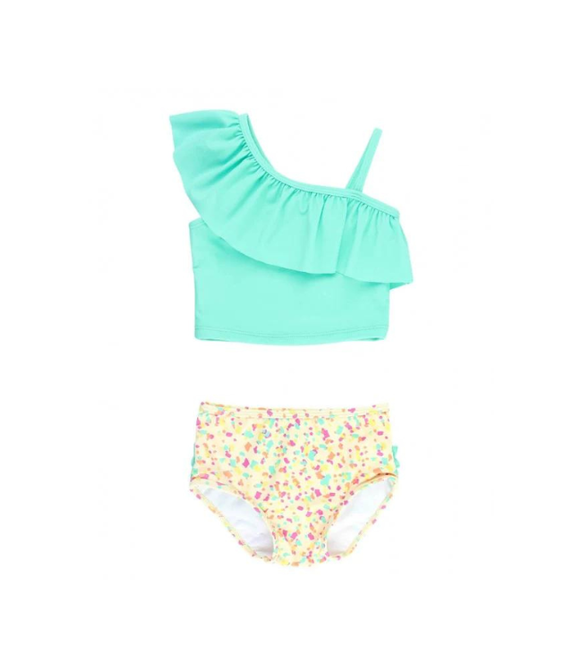 Confetti Beach Island Blue Ruffle Tankini Confetti Beach Island Blue Ruffle Tankini