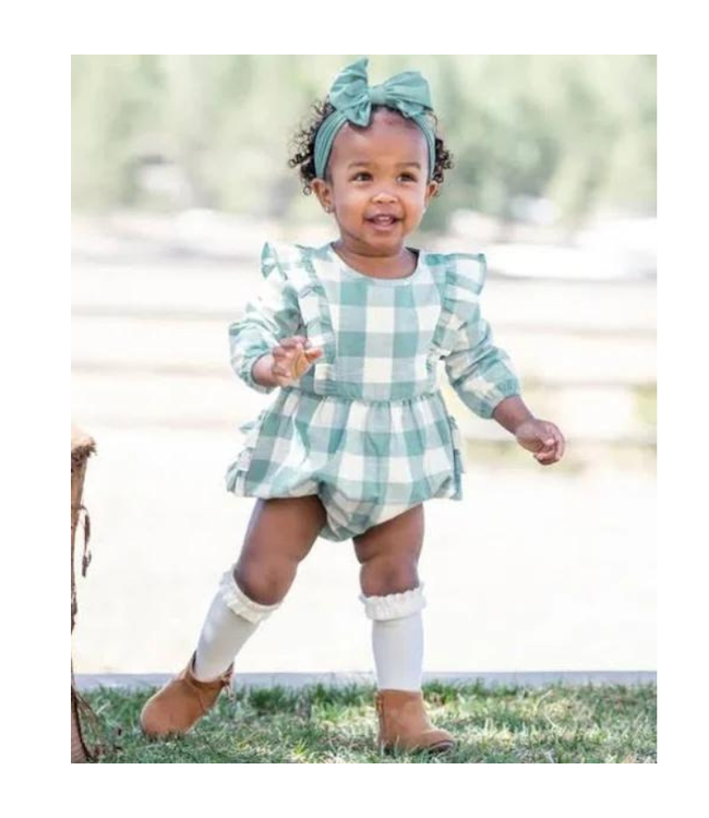 Rufflebutts Plaid Waterfall Bubble Romper