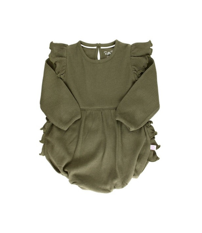 Rufflebutts Rufflebutts Waffle Knit Flutter Bubble Romper