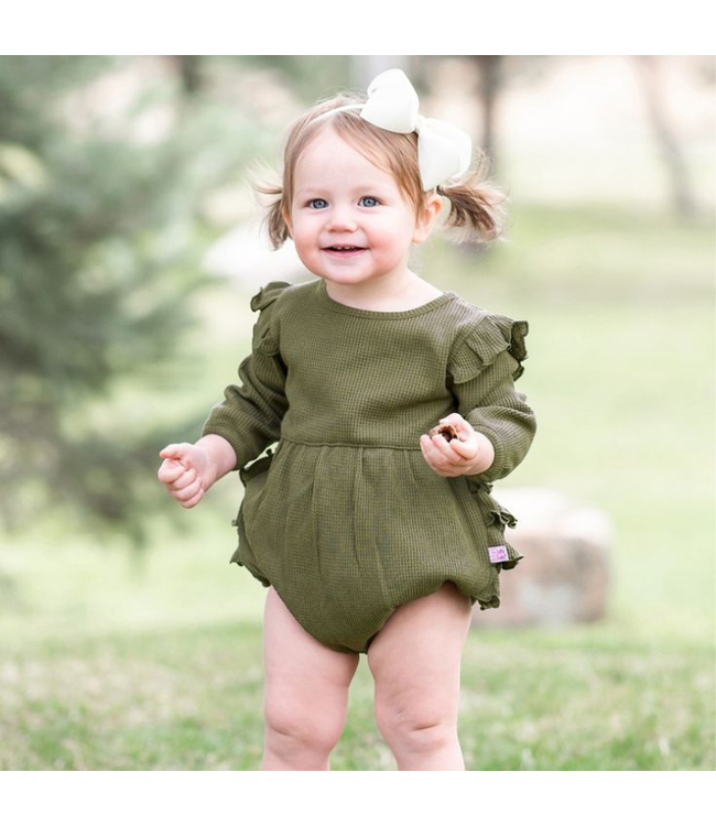 Rufflebutts Waffle Knit Flutter Bubble Romper