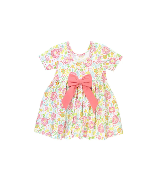 Rufflebutts Pretty In Peony SS Knit Twirl Dress