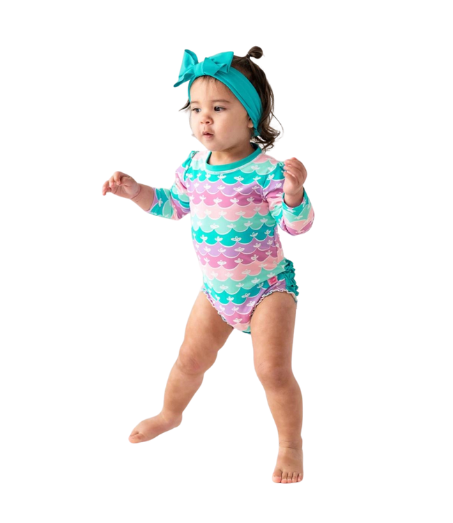 Rufflebutts Mermaid One Piece Rash Guard