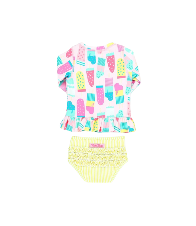 Rufflebutts Ice Cream Social Long Sleeve Rash Guard Bikini