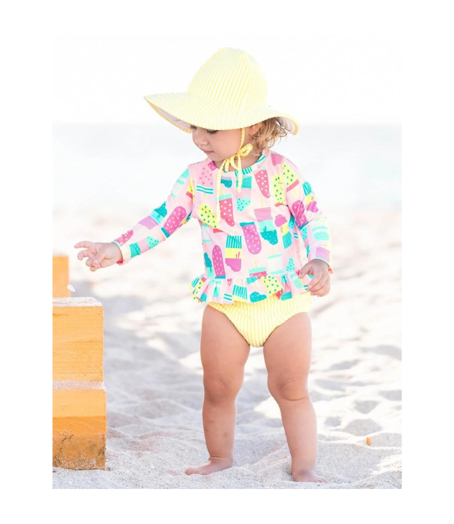 Rufflebutts Ice Cream Social Long Sleeve Rash Guard Bikini