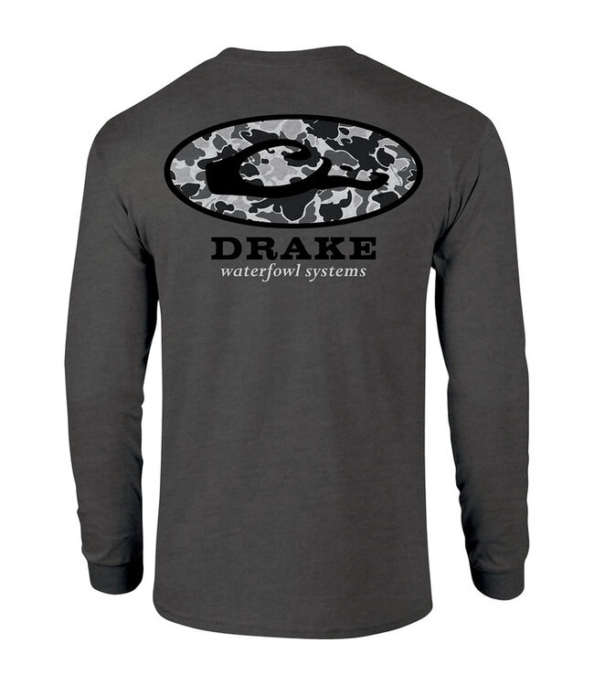 Drake Old School Oval LS Tee Dark Shadow Heather