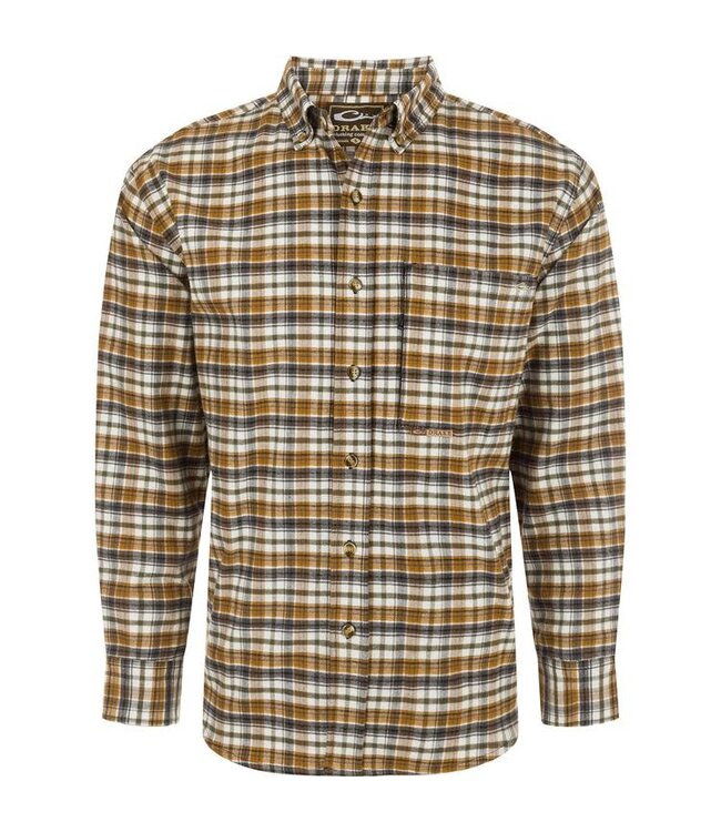 Drake Autumn Brushed Twill Shirt Trad Plaid LS Button Down