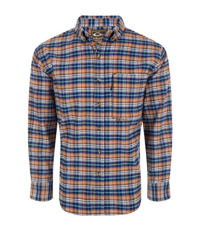 Drake Autumn Brushed Twill Shirt Trad Plaid LS Button Down