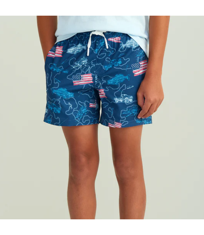 Huk Huk YTH Pursuit Volley Fish and Flags