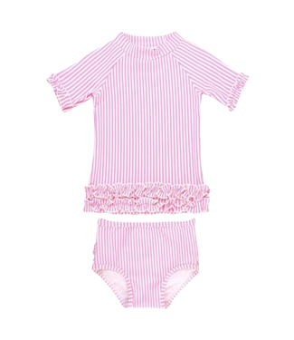 Rufflebutts Rufflebutts Orchid Seersucker Ruffled Rash Guard Bikini