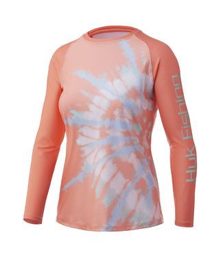 Huk Huk W Spiral Dye Double Header LS Performance Shirt Desert Flower (687)