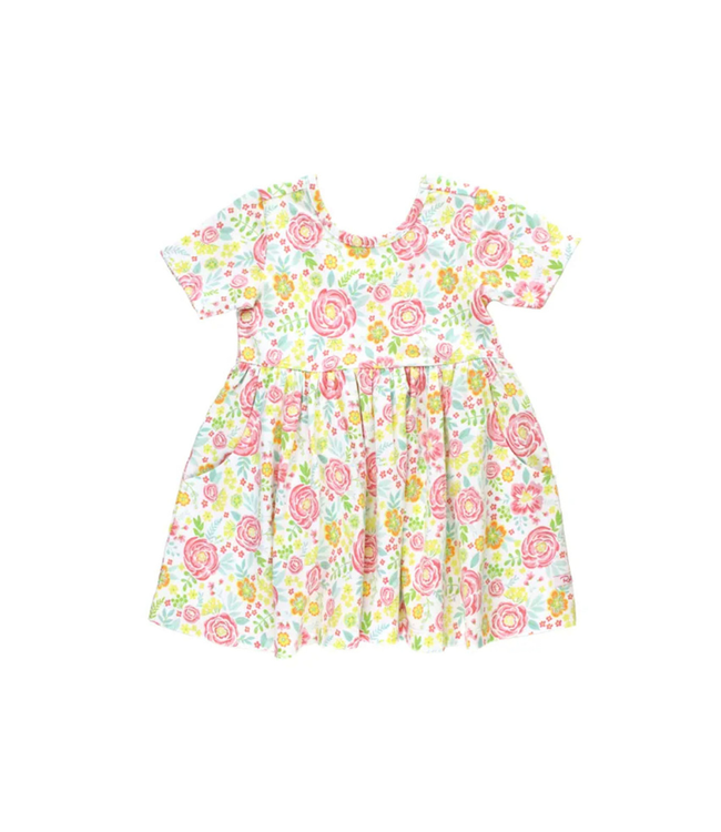 Rufflebutts Pretty In Peony SS Knit Twirl Dress
