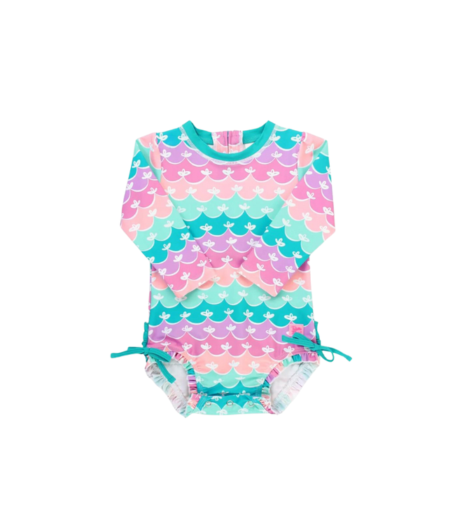 Rufflebutts Mermaid One Piece Rash Guard