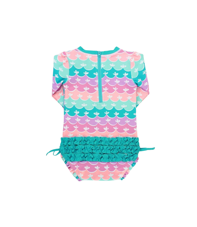 Rufflebutts Mermaid One Piece Rash Guard