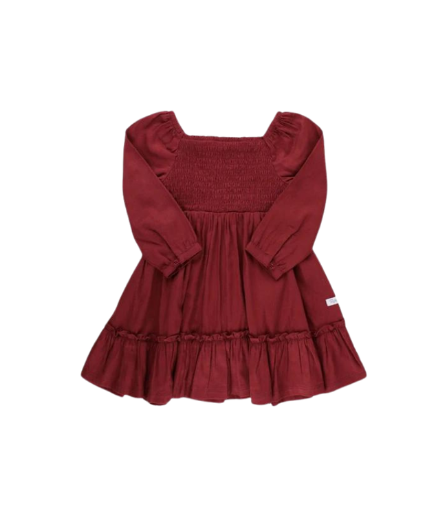 Rufflebutts Rufflebutts Rosewood Woven Luxe Smocked Dress