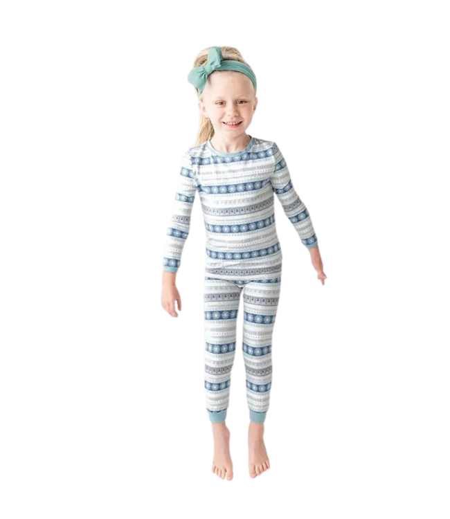 Rufflebutts Rufflebutts Girls Frosty Stripe 2pc Ruffled Pajamas