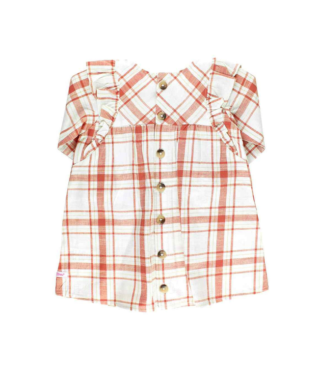 Rufflebutts Plaid Flutter Button Back Dress