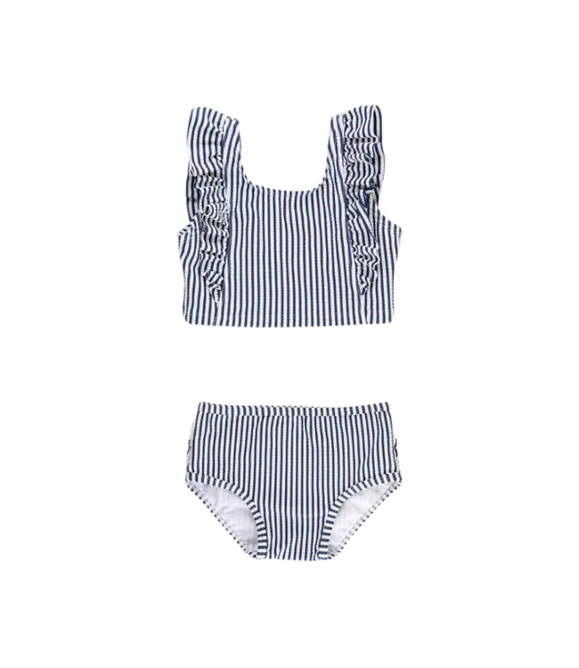 Rufflebutts Navy Seersucker Waterfall Tankini