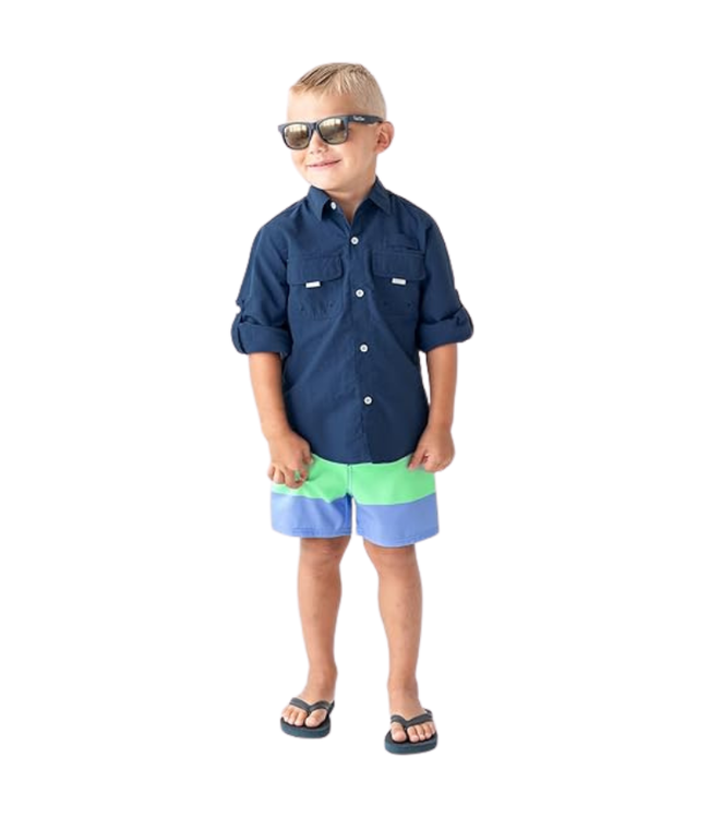 Ruggedbutts Mint & Blue Color Block Swim Trunks