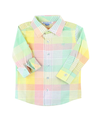 Ruggedbutts Ruggedbutts Cheerful Rainbow Plaid Button Down Shirt