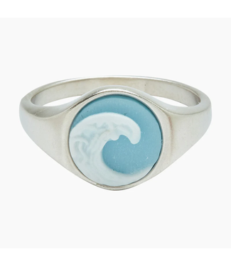 Puravida Puravida Cameo Wave Signet Ring Silver