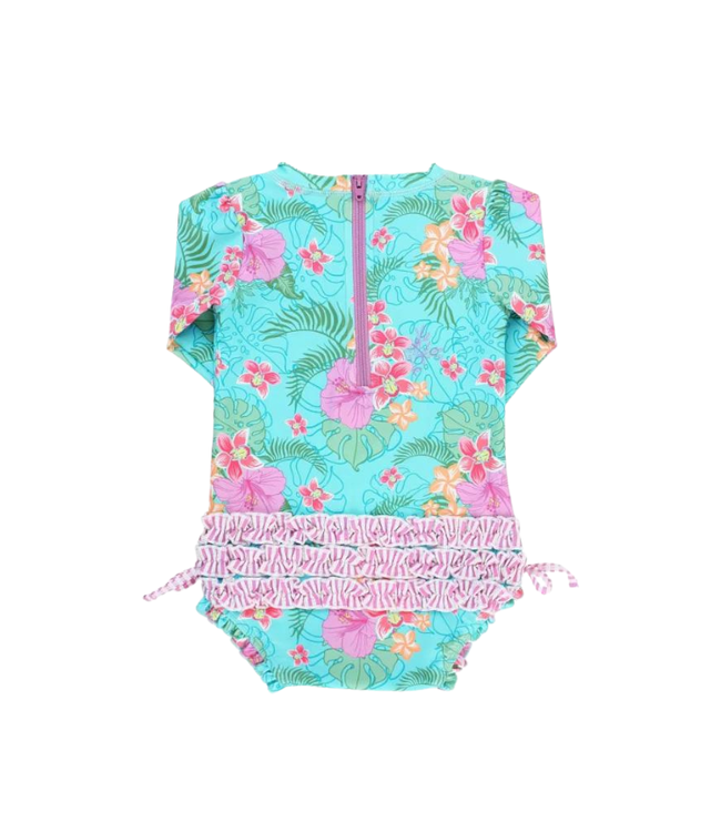 Rufflebutts Orchid Oasis One Piece Rash Guard