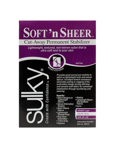 Sulky Sulky cut-away soft 'n sheer - white - 50 x 91cm pkg (20″ x 36″)