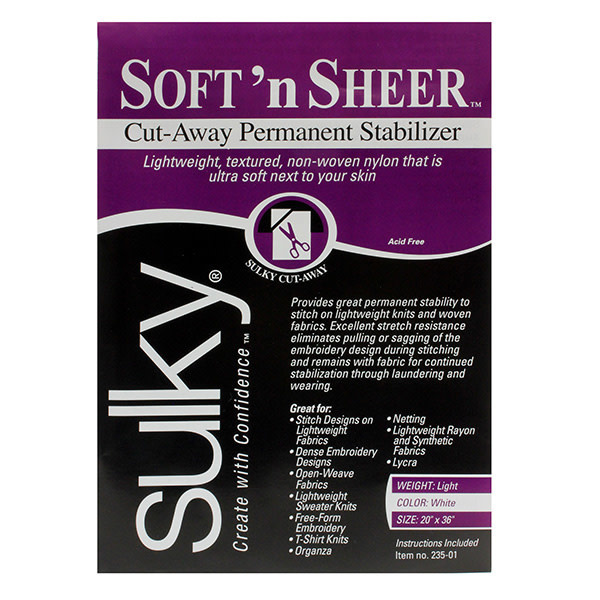 Sulky Sulky cut-away soft 'n sheer - white - 50 x 91cm pkg (20″ x 36″)