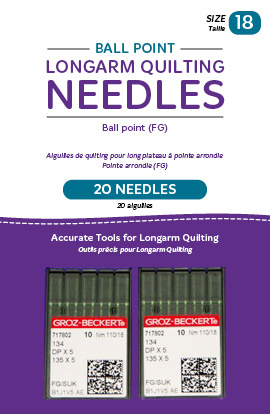 Groz - Beckert Ball point longarm needles - Two packages of 10 (18/110-FB, Ball Point)