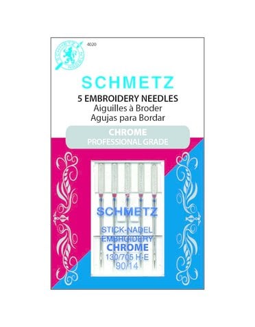 Schmetz Schmetz #4020 needles chrome embroidery - 90/14 - 5 count