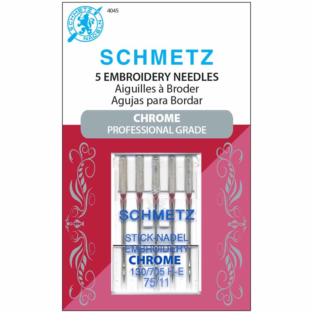 Schmetz Schmetz #4045 needles Chrome Embroidery - 75/11 - 5 count