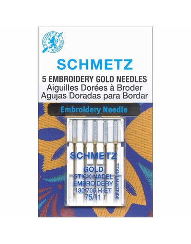 Schmetz Aiguilles à broder en titane or Schmetz #1824 - 75/11 - 5 unités