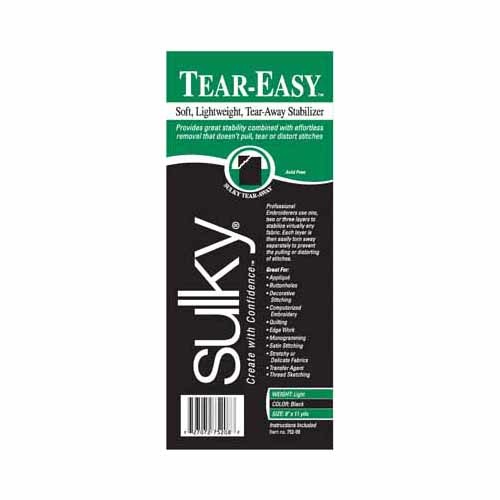 Sulky DISC Entoilage Sulky Tear Easy - 8 po x 12 Verges, noir