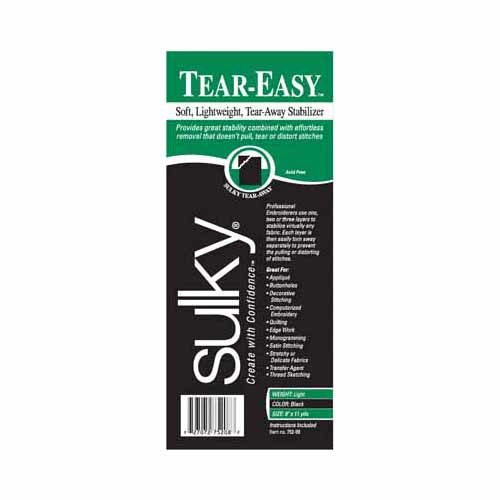 Sulky Entoilage Sulky Tear Easy - 8 po x 12 Verges, noir