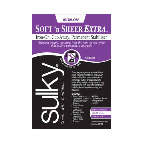 Sulky SULKY Cut-Away Soft 'n Sheer Extra - White - 50 x 91cm pkg (20″ x 36″)