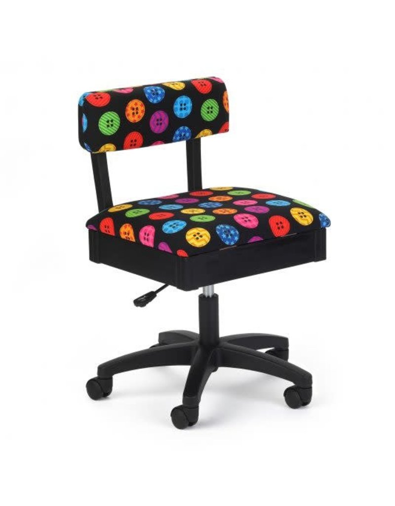 Arrow Black swivel chair with button print fabric
