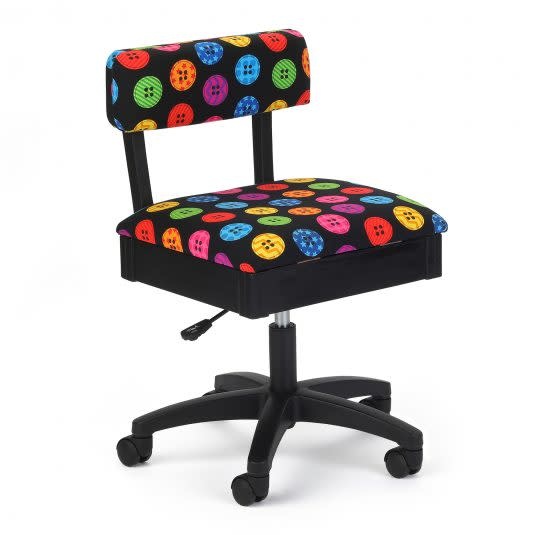 Arrow Black swivel chair with button print fabric