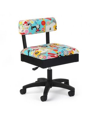 Arrow Black swivel chair with button sewing accessories print on blue