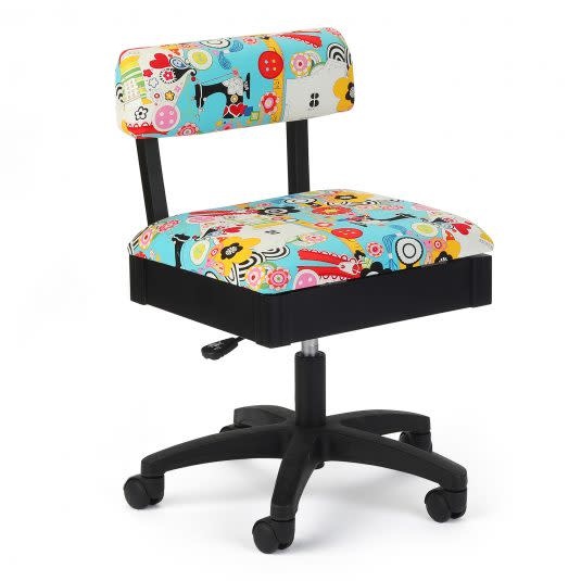 Arrow Black swivel chair with button sewing accessories print on blue