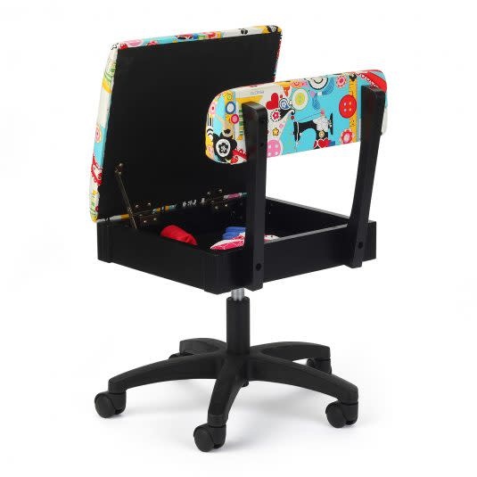 Arrow Black swivel chair with button sewing accessories print on blue