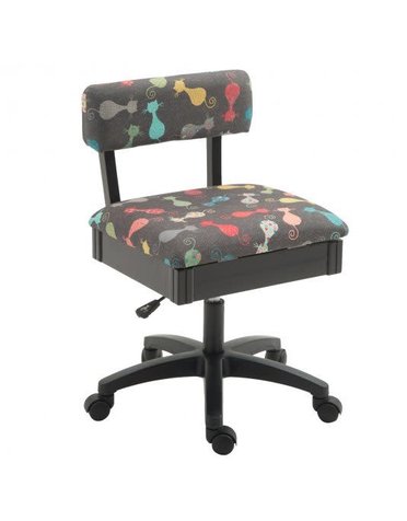 Arrow Black swivel chair with cat print fabric