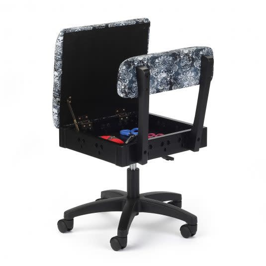 Arrow Black swivel chair with Skulls print fabric