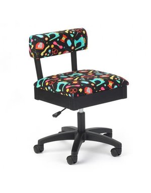 Arrow Black swivel chair with button sewing accessories print on black fabric