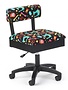 Arrow Black swivel chair with button sewing accessories print on black fabric