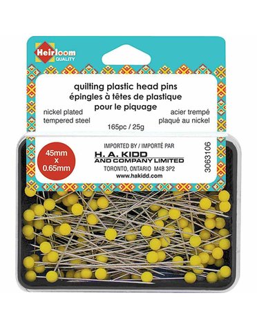 Heirloom Heirloom quilting plastic head pins - yellow - 45mm (13⁄4″)