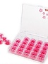 Janome 25 pink bobbins in display case