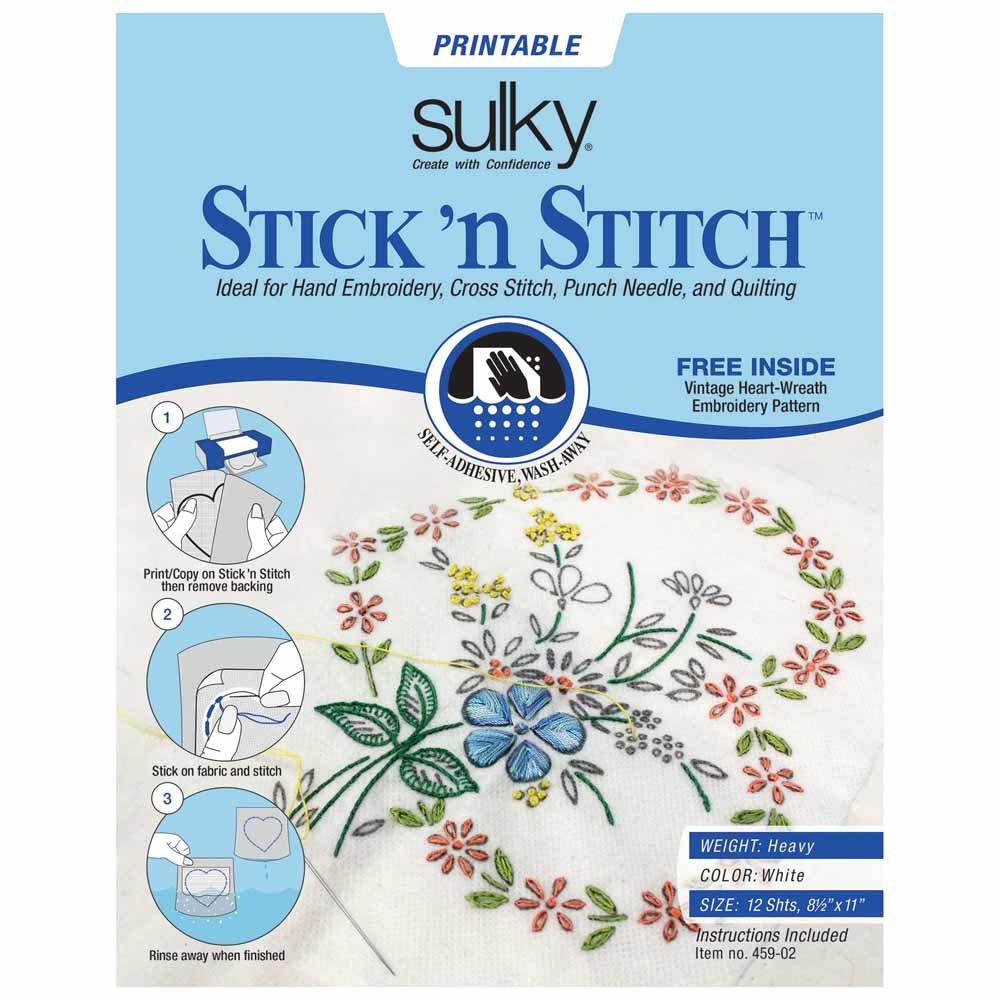 Sulky Sulky stick 'n stitch - 21.5 x 28cm (8½po x 11po) - 12 feuilles