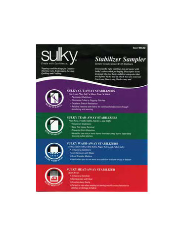 Sulky Paquet d'échantillon 8 x 10po de chacun des 19 genres d'entoilage Sulky (19 feuilles)