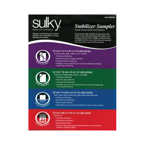 Sulky Paquet d'échantillon 8 x 10po de chacun des 19 genres d'entoilage Sulky (19 feuilles)